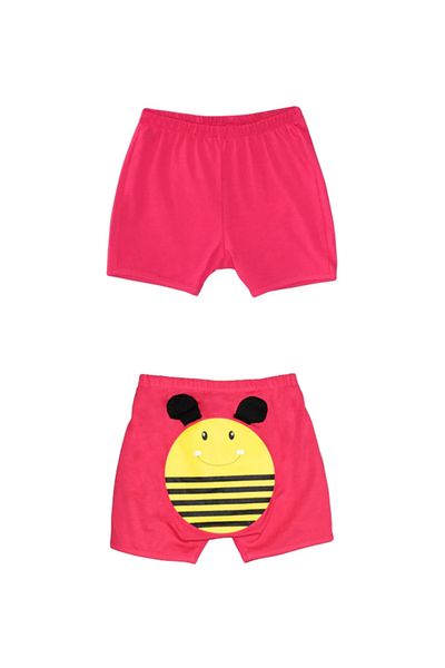 LOVETTI Girls' Shorts - DArK Fuchsia, Bee Printed