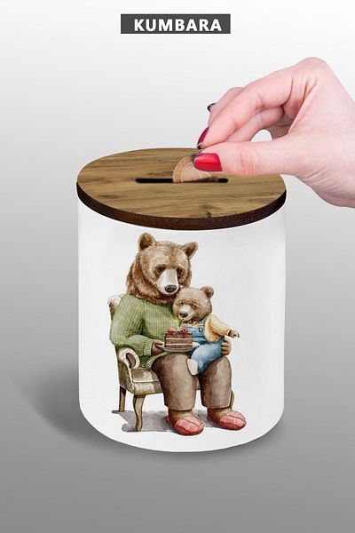 yhfoto Bear Family Small Size Ceramic Piggy Bank 9 cm 25kg