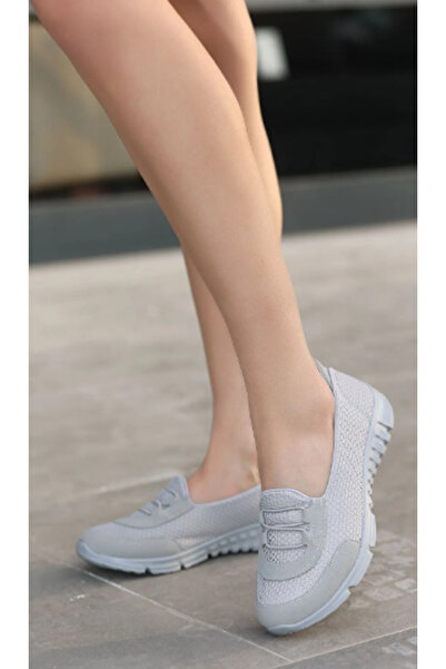Afilli Pantofi sport pentru femei, gri piatră, fără șireturi, confortabili, ușori, cu talpă groasă, pentru mers pe jos