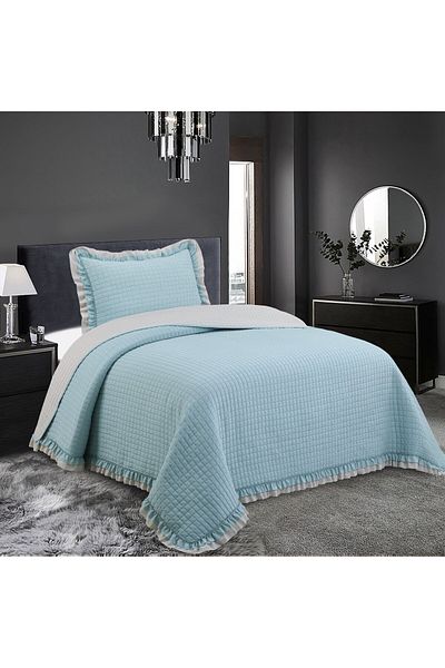 Naturel Collection Single Ruffled Checkered Bedspread