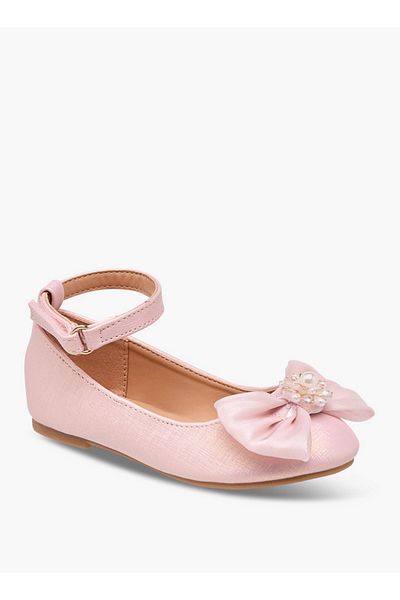 Flora Bella by Shoexpress Bow Accent Ballerina Shoes with Hook and Loop Closure