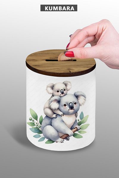 yhfoto Koala Family Ceramic Piggy Bank Small Size 9 cm Table Top - 25 kg