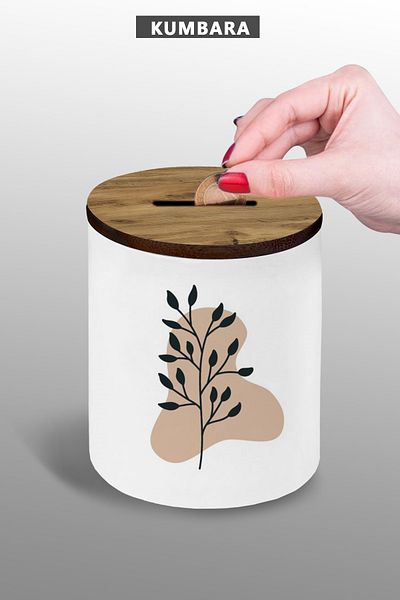 yhfoto 9 cm Across Ceramic Bohemian Drawing Piggy Bank Small Size Table Top 250ml