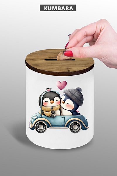 Bytwo Dear Pengu Ceramic Piggy Bank 9 cm Small Size Table Top
