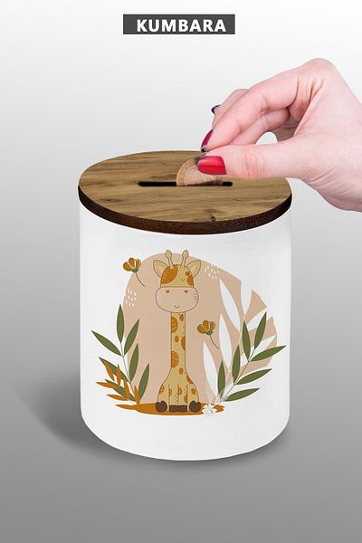 bymat Κεραμικός κουμπαράς 9 cm με οπτικό Giraffe Μικρό μέγεθος Επιτραπέζιο 25kb132