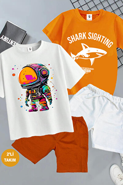 twins tailors Set de 2 tricouri de vară și pantaloni scurți cu imprimeu astro...
