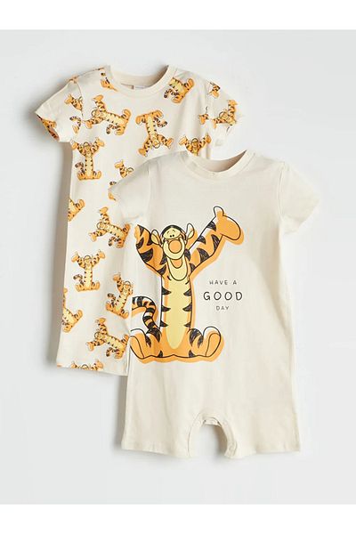 LC Waikiki Lcw Baby Beige Winnie the Pooh Printed Baby Boy Jumpsuit