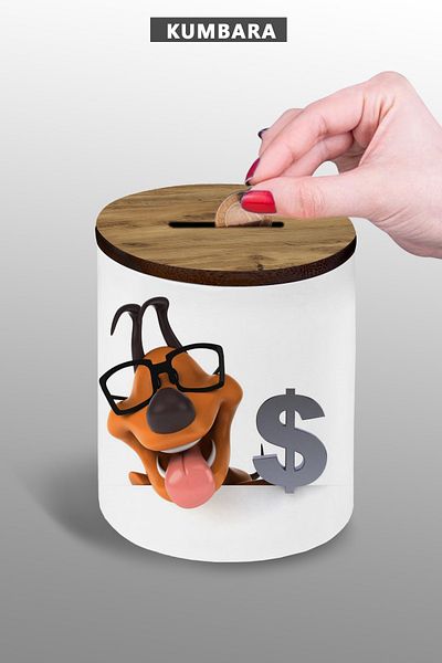bymat Small Size Money Dog Design Piggy Bank 9 cm Ceramic Tabletop Piggy Bank 250g