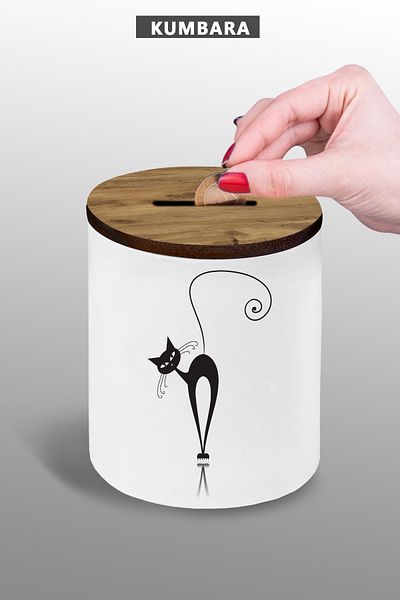 yhfoto Designed Cat's Piggy Bank - Ceramic, 9 cm Size, 250g Weight