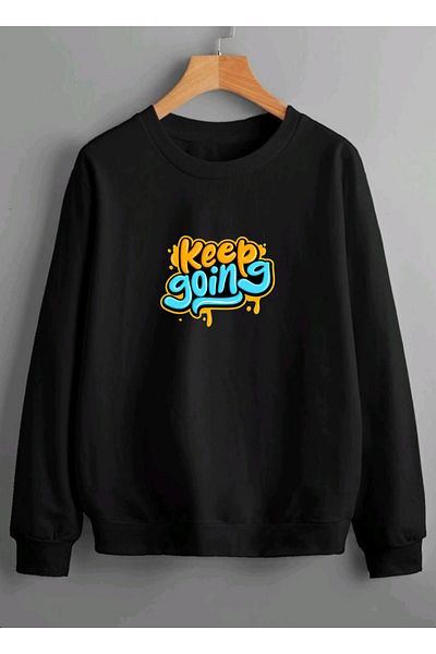 RPT MODA Oversized Keep Printed Detail Cycling Collar Basic Sweatshirt