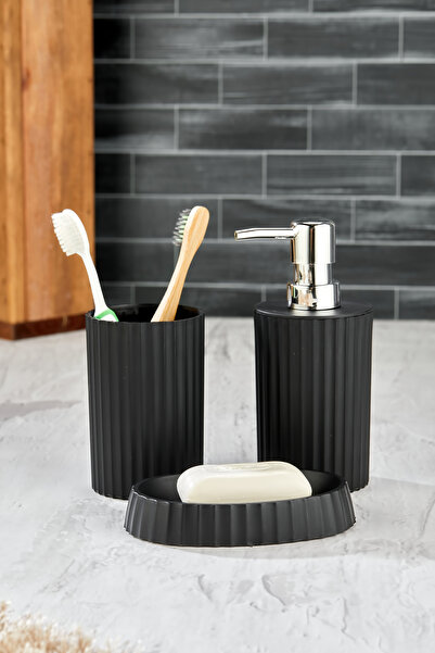 Homie ESTE 3 Parça Yuvarlak Lavabo Banyo Seti -  Sıvı Sabunluk Katı Sabunluk ...