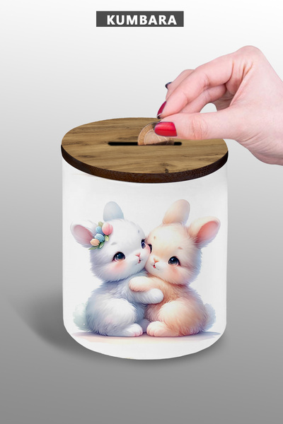 bymat Kasnica u obliku zeca koji se grli - Mala kasica za stol - Keramička ka...