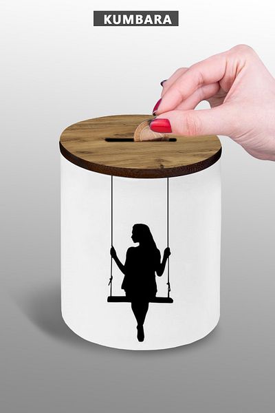 Bytwo Women's Swing Piggy Bank - Ceramic, 9 cm Mass 25 Kg, Small Size Table Top