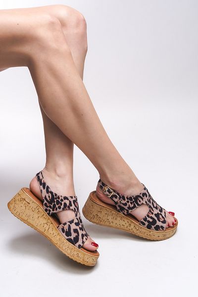 Riccon Sandale de damă Glorcerys leopard bej 0012250