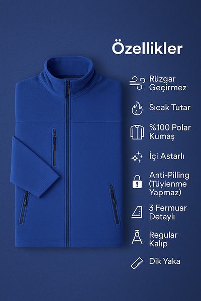 KaeLaurean Ανδρικό φλις με φερμουάρ τριών τσέπης, αντιπηκτικό, χωρίς κρύο γιακά