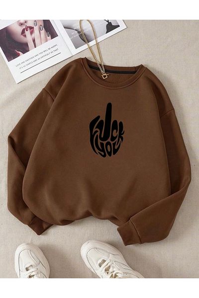 RPT MODA ОБЩ СУИТШЪР С ПРИНТ FCK YOU И ДЕТАЙЛИ С ОБЛАЧЕНО ЯКЛЕ