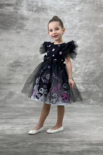 DeKuBaby Kat Kat Tüllü Kabarık Etekli Kuromi Taçlı Doğum Günü, Parti-Özel Gün Kostümü-Parti Abiye Elbise