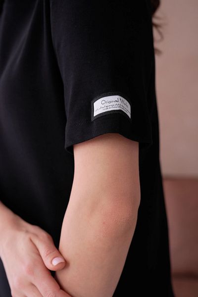 Park Karon Φόρεμα με σχισμή Crew Neck Casual Basic χτενισμένο βαμβακερό φόρεμα