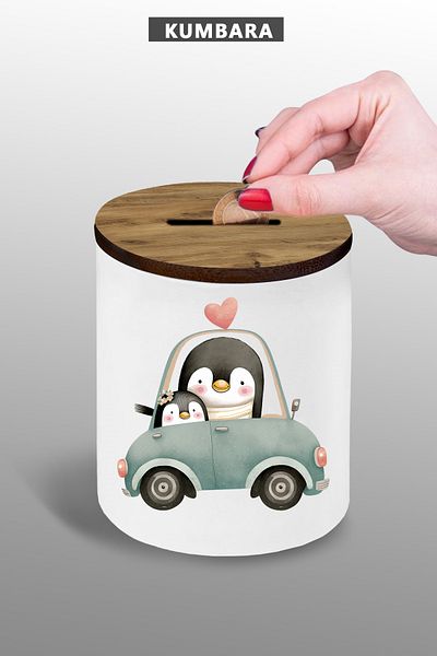 yhfoto Penguin Piggy Bank, Ceramic - Small Size - Base Reading 9 cm - 25Kb204