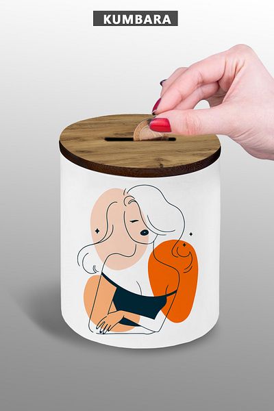 Bytwo Bohemian Girl Piggy Bank - 9 cm Ceramic Tabletop Piggy Bank Small Size 25Kmb127