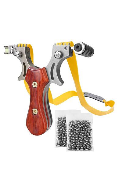 Depox Set de slinguri cu laser IdeallStore®, Sling Queen, metal, 11,5 cm, cu boloboc, mâner din lemn, maro 220