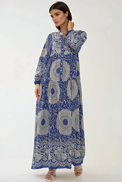 Hiccup Віскозна максі-сукня з принтом з довгим рукавом