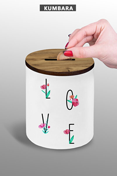 Bytwo Love Tasarımlı Kumbara - Küçük Boy Masa Üzeri Kumbara - 9 cm Seramik Ku...