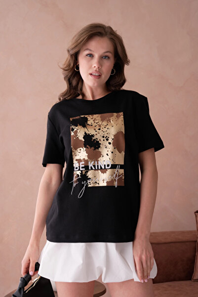 Park Karon okrugla kragna List Štampano Osnovni T-shirt