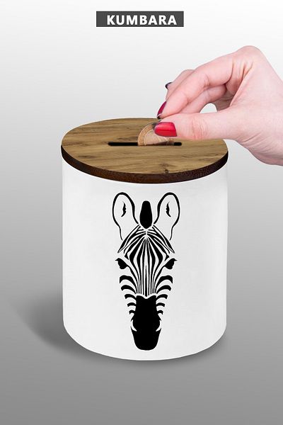 Bytwo Zebra Design 9 cm Ceramic Piggy Bank Small Size Table Top