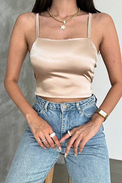 oshebu Brown – Women's Strappy Crop Blouse