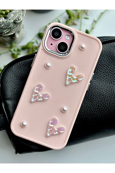 Go Aksesuar حافظة سيليكون بتصميم قلب حجري متوافقة مع هاتف Iphone 14 Plus - 15 Plus