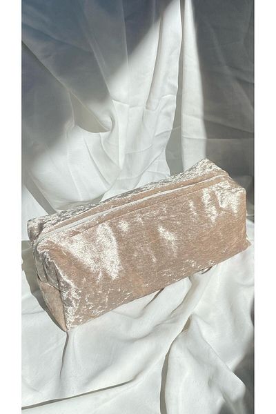 cosybag. Velvet Fabric Makeup Bag Cream