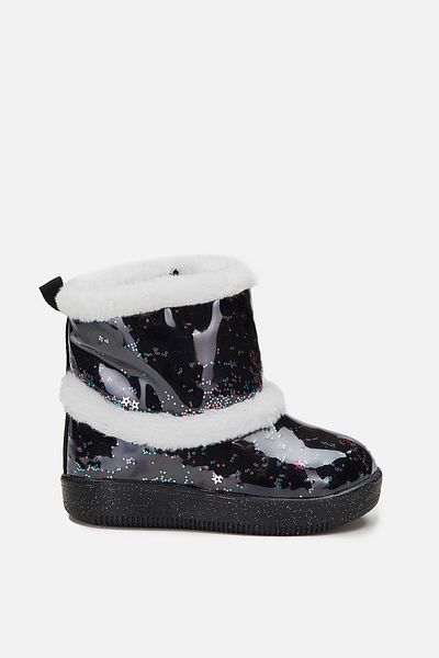 Vicco Comet Lighted Baby Girl Black Boots