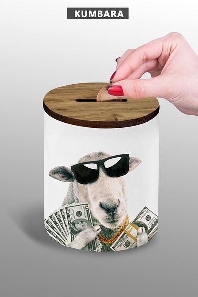 bymat Dog Coin Designed Piggy Bank 9 cm Ceramic Small Size Table Top