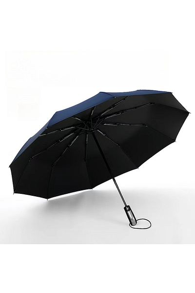 Choice Navy Blue Automatic Folding Vinyl Umbrella, Ten-Bone Umbrella Is Strong, Windproof and Rainproof, La