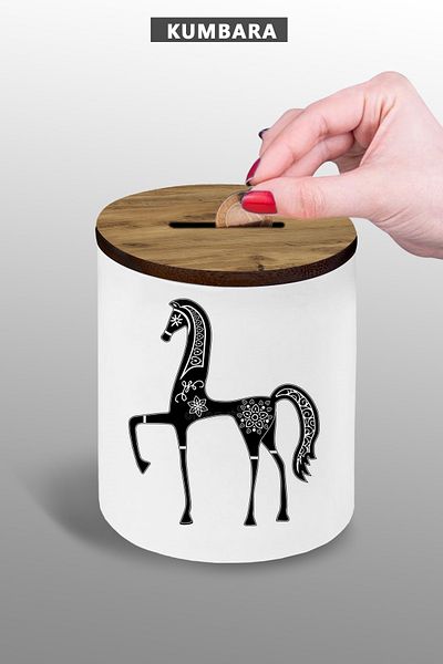 bymat Elegant Horse Design Ceramic Piggy Bank 9 cm Small Size Table Top