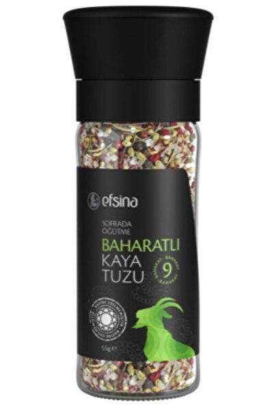 Efsina Baharatlı Öğütme Kaya Tuzu Cam Tuzluk 55gr