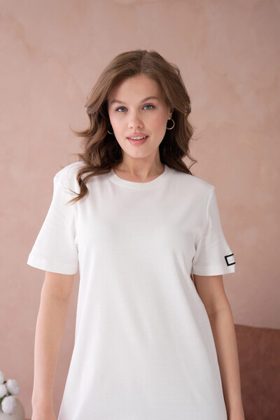 Park Karon Crew Neck Slit Casual Basic Combed Cotton Dress