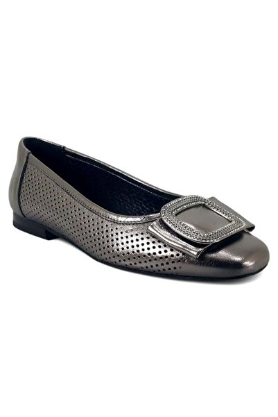 Venüs 2511103 Genuine Leather Women's Daily Ballerinas-Platinum