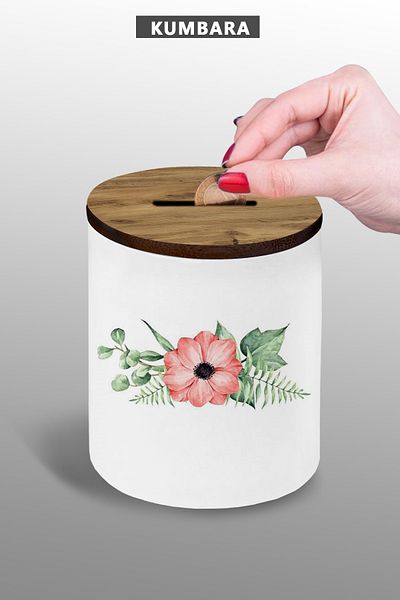 Bytwo Piggy Banks with Nature Flower Image 9 cm Ceramic |   Small Size |   25kg |   Tabletop Use