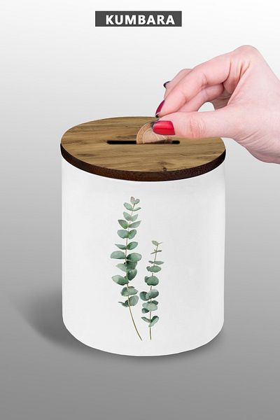 bymat Κουμπαράς Flower Design - Μικρού μεγέθους Επιτραπέζιος Κουμπαράς - 9 cm Κεραμικός Κουμπαράς - 25kmb12