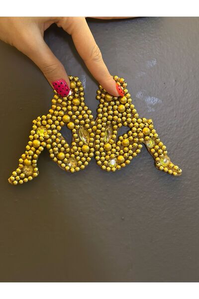 Gönülden Tasarım ACCESORIUM EPOLETĂ CUSUTĂ ARMĂ CU GHERIȚĂ GALBENĂ 19X9 CM