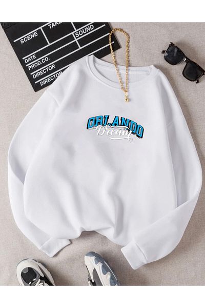RPT MODA Oversized Orlando Printed Detailled Crewneck Basic Sweatshirt