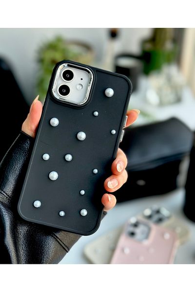 Go Aksesuar حافظة سيليكون مرنة متوافقة مع هاتف Iphone 12 و12 Pro مع لعبة بتصميم اللؤلؤ