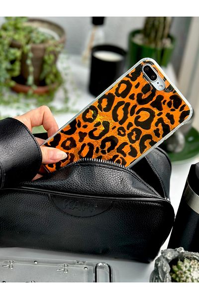 Go Aksesuar حافظة سيليكون بنمط متدرج من اللون الفهد المتوهج متوافقة مع هاتف Iphone 7 Plus و8 Plus