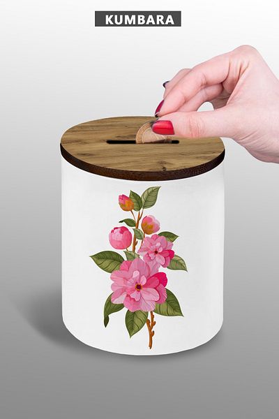 bymat Bohemian Tone Flower Design 9 cm Small Size Ceramic Piggy Bank 25Kb61