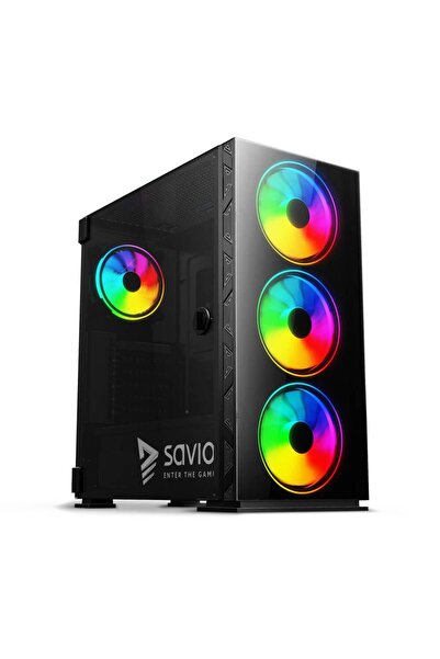 Savio Carcasa Gaming SAVIO Prime X1, Sticla securizata ARGB, Mid-Tower, fara ...