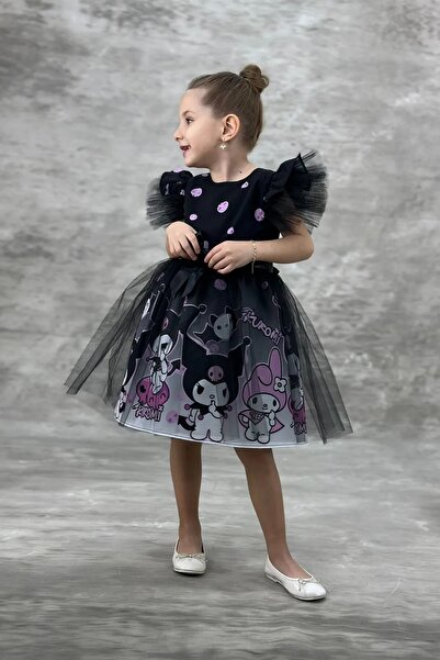 DeKuBaby Kat Kat Tüllü Kabarık Etekli Kuromi Taçlı Doğum Günü, Parti-Özel Gün Kostümü-Parti Abiye Elbise