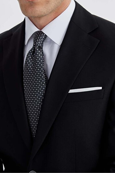 Jakamen Siyah Slim Fit Mono Yaka Çift Yırtmaç Düz Takım Elbise