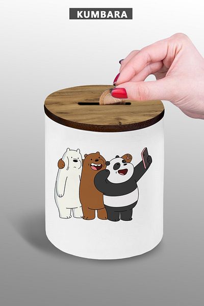 yhfoto Bear Friends Design Piggy Bank - 9 cm Ceramic, Small Size Table Top